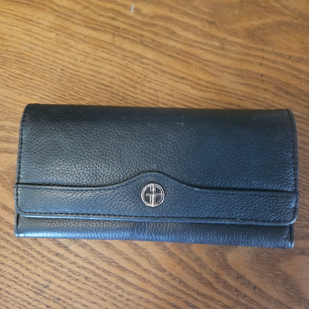 Wallet Womens OS Black‎ Pebbled Faux Leather Continental Snap Clutch